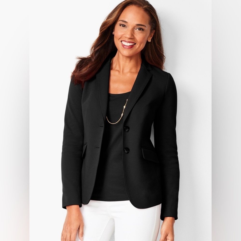Talbots Aberdeen Elegant Black Knit Blazer size 16